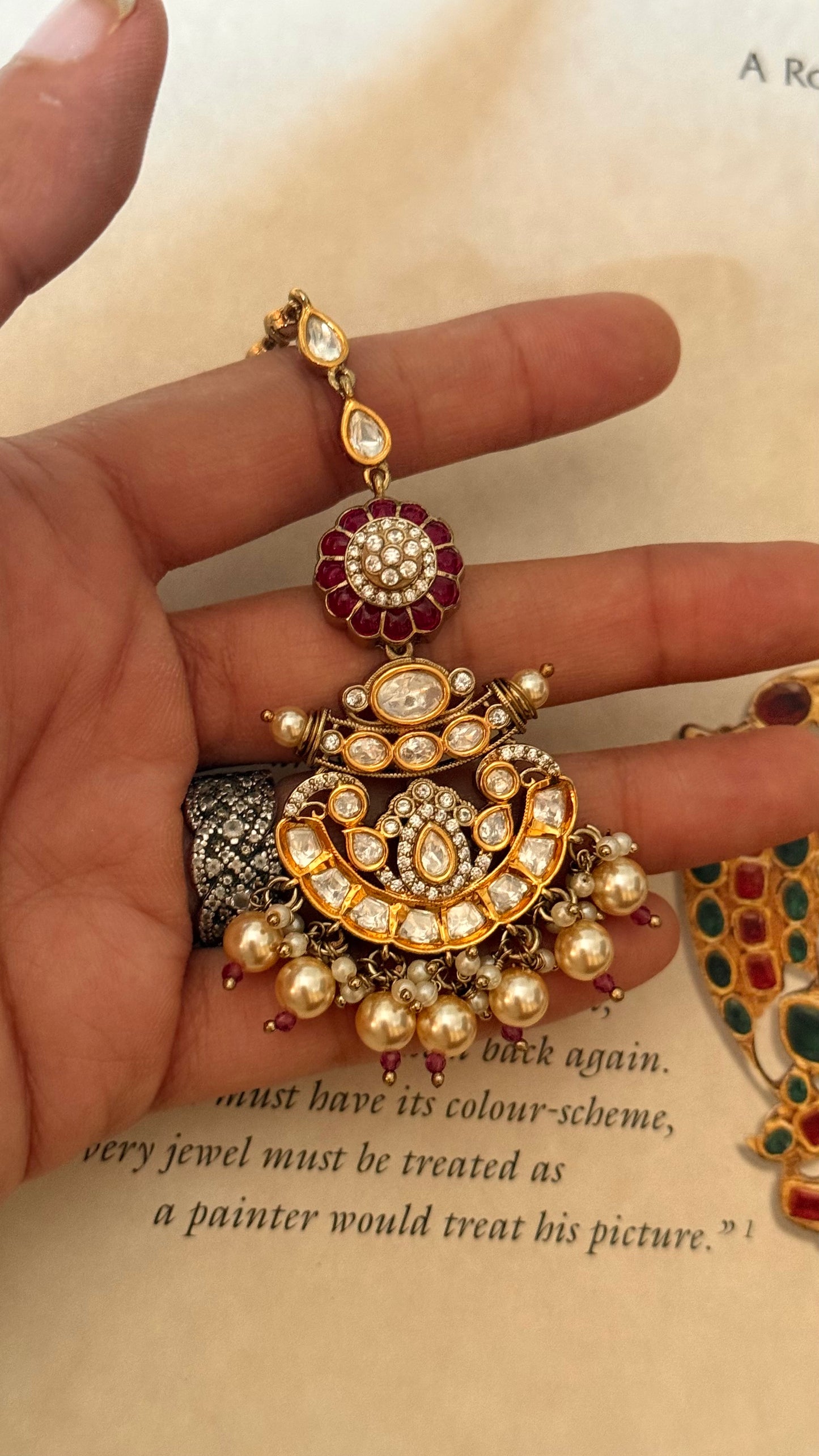 Ruby katdana floral maangtika