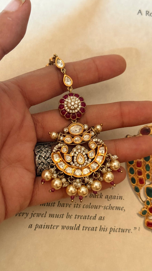 Ruby katdana floral maangtika