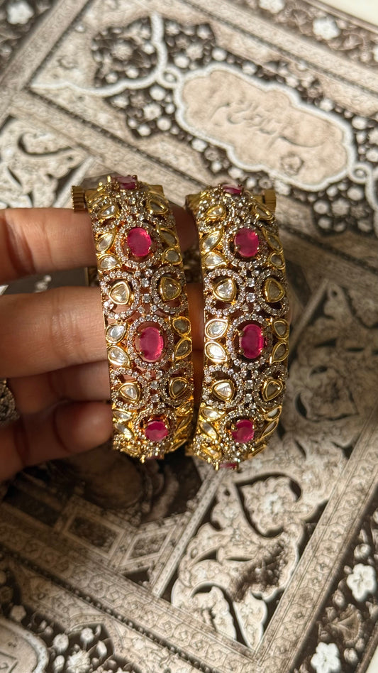 Rani pink doublet moissanite openable bangle