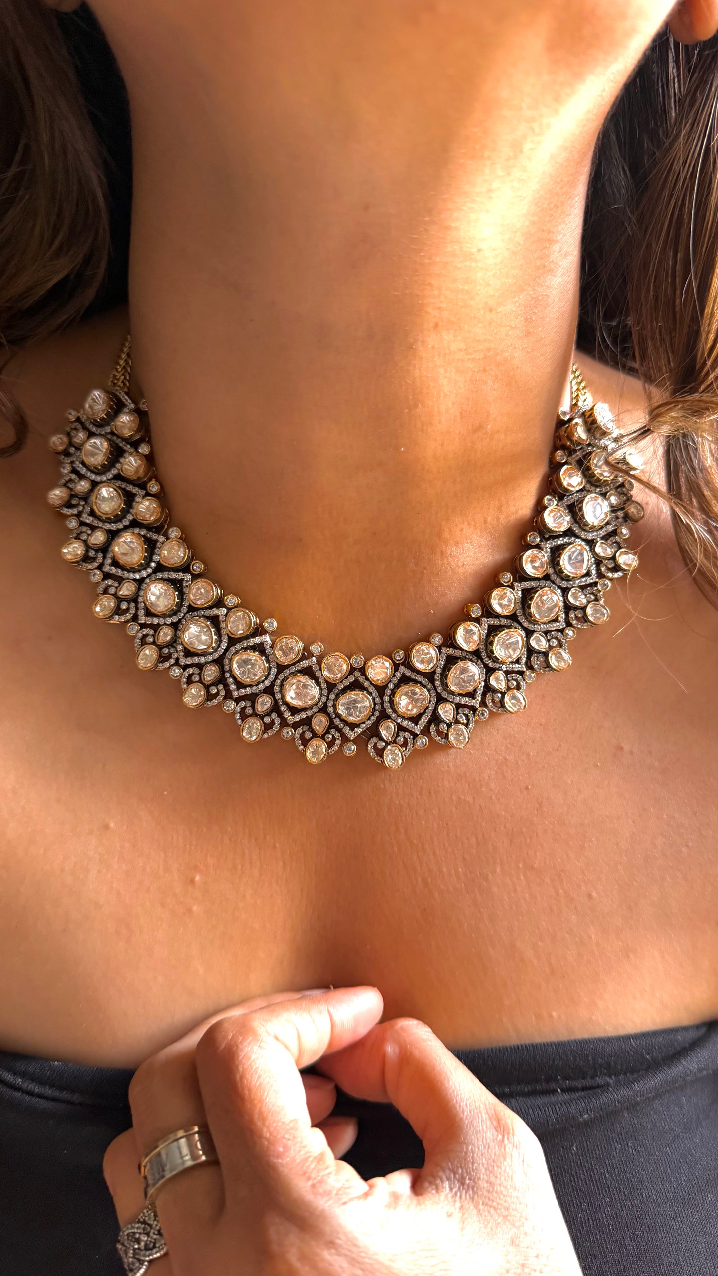 Victorian LV shade Polki designer necklace