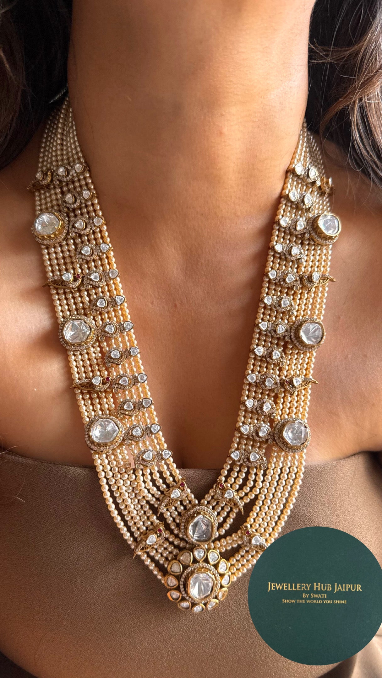 unisex uncut polki mala with earrings Necklace