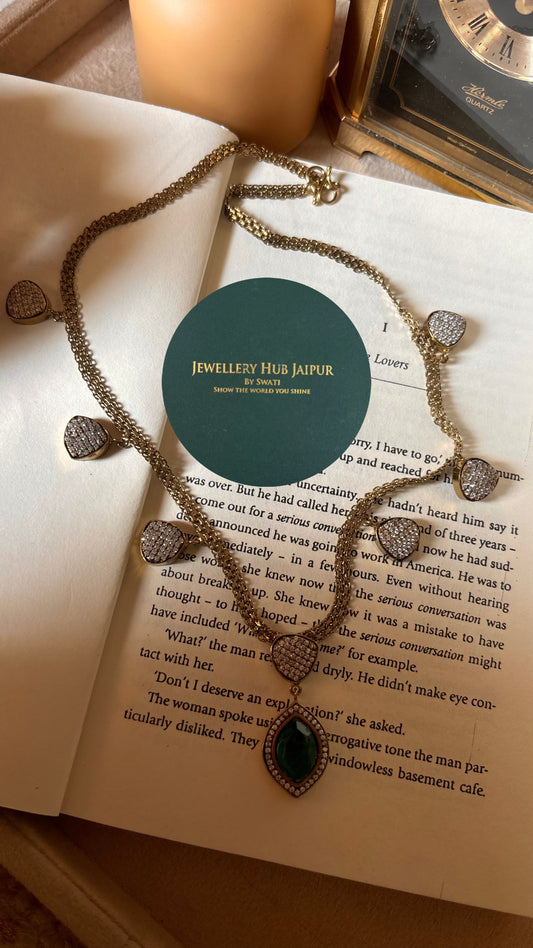 Emerald victorian collar necklace set