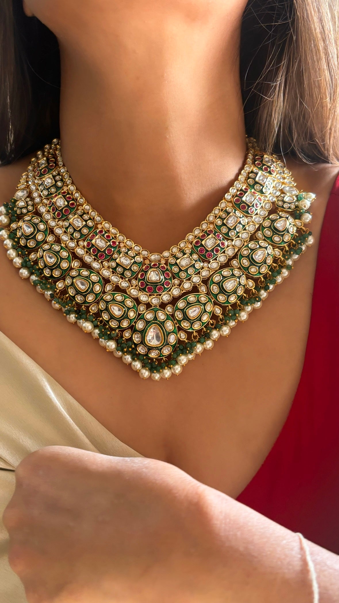 Bridal Asia inspired Chandi polki necklace