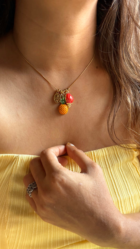 Pineapple element multicoloured minimal pendant