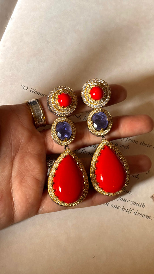 Tangerine & Tanzanite doublet danglers earrings