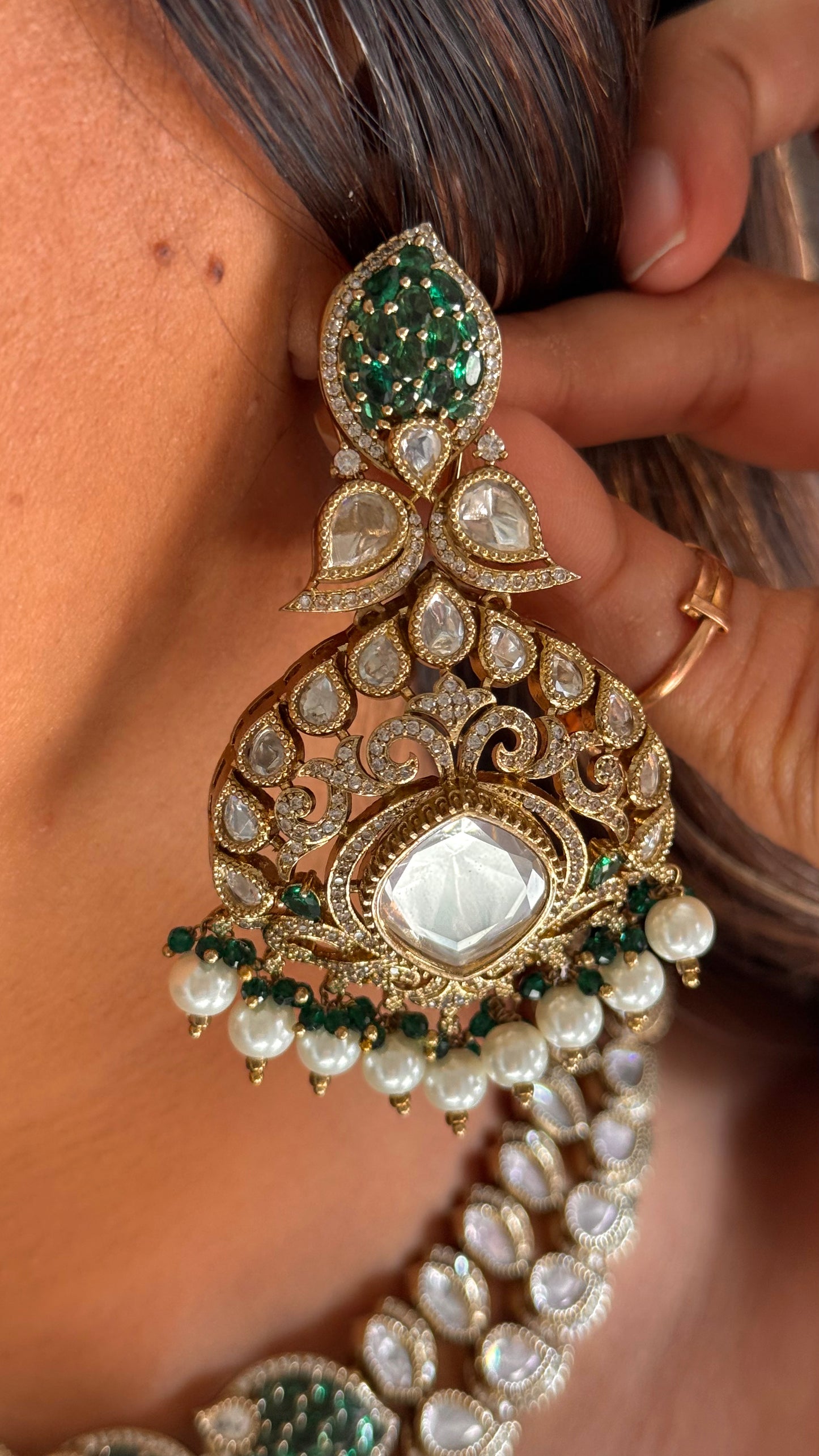Emerald takkar designer victorian necklace