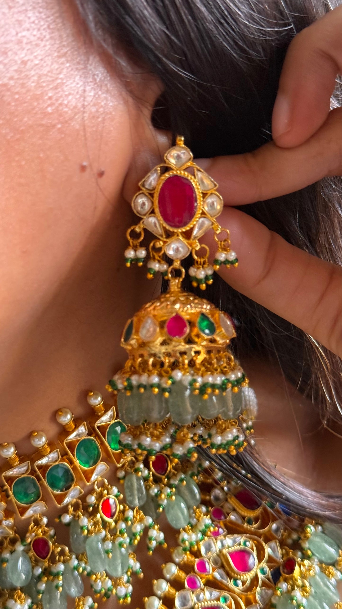 Paachi kundan bridal asia handmade nakashi combo Necklace