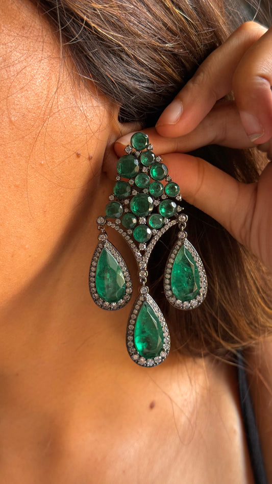 Emerald vintage danglers