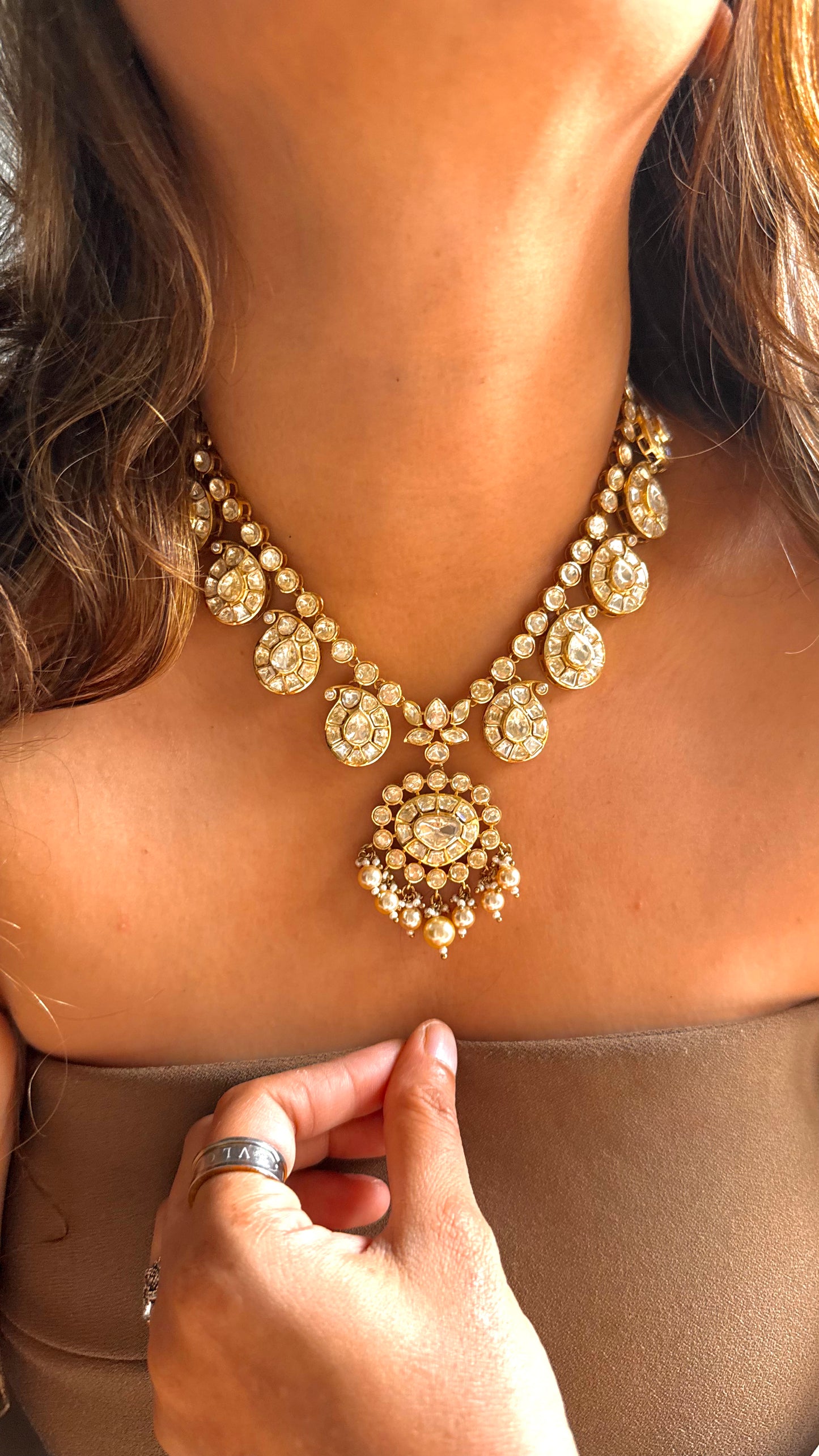 Peeli polki madhubani designer necklace