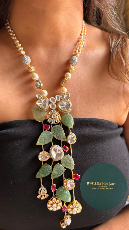 Amrapali inspired Mint leafy regal tassel Necklace