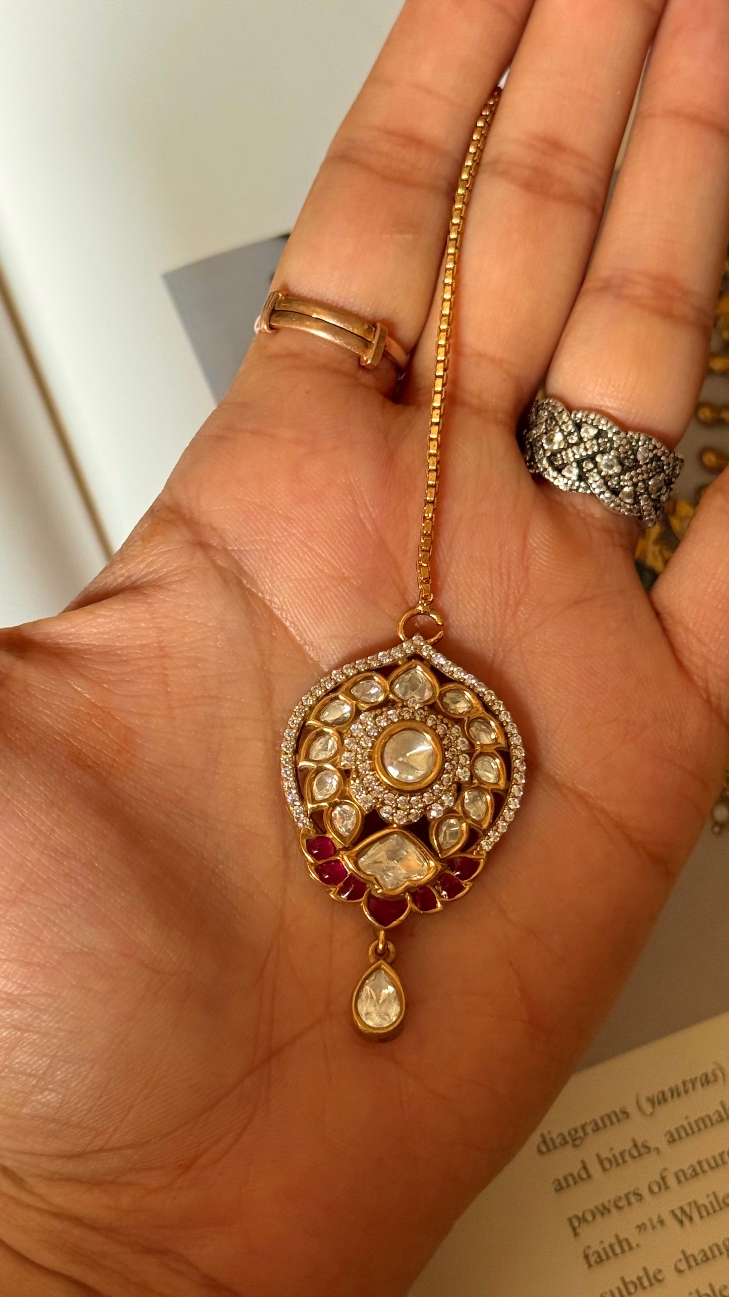 Ruby moissanite drop mangtika