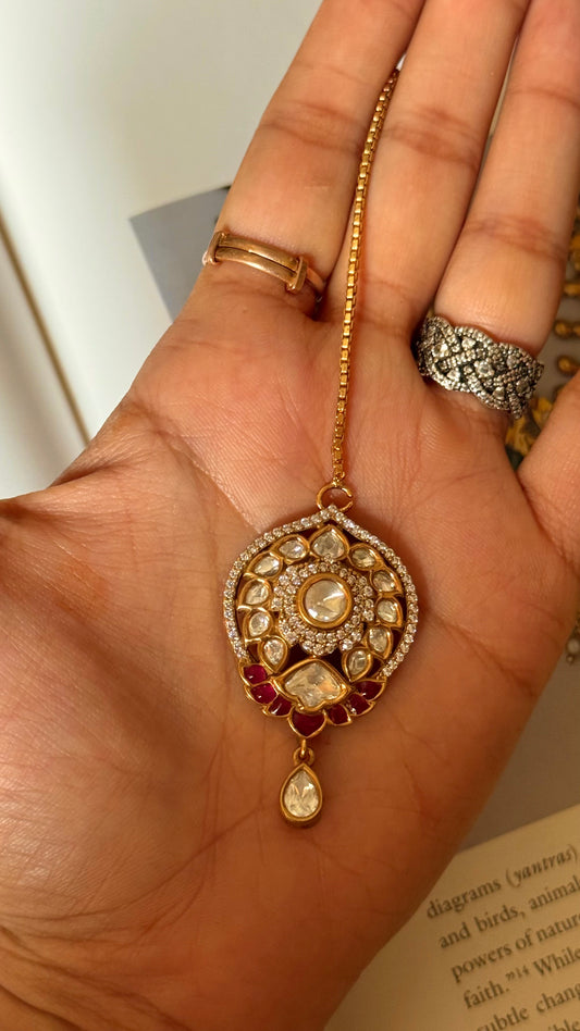 Ruby moissanite drop mangtika