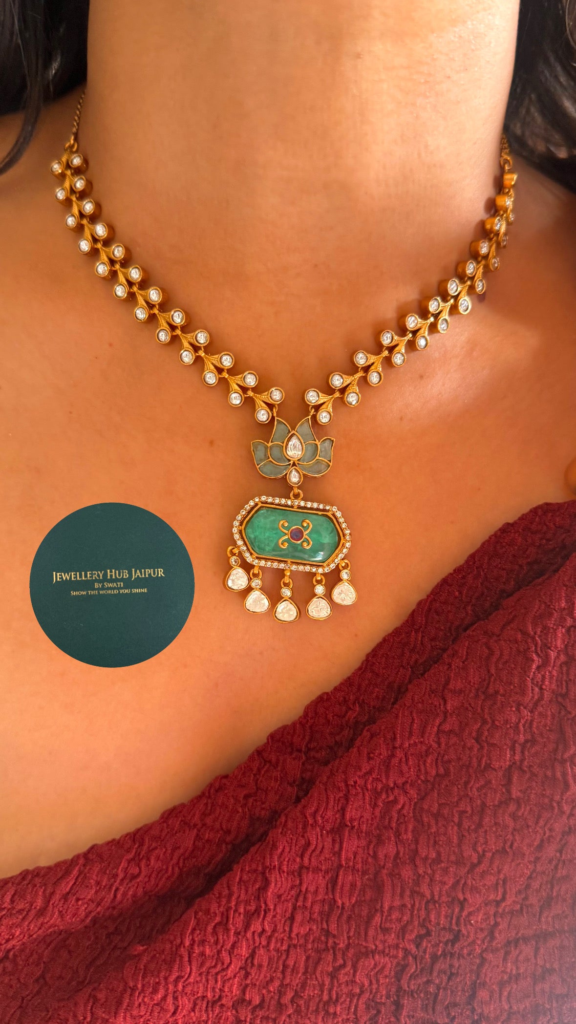 Mint doun]blet real moissanite necklace