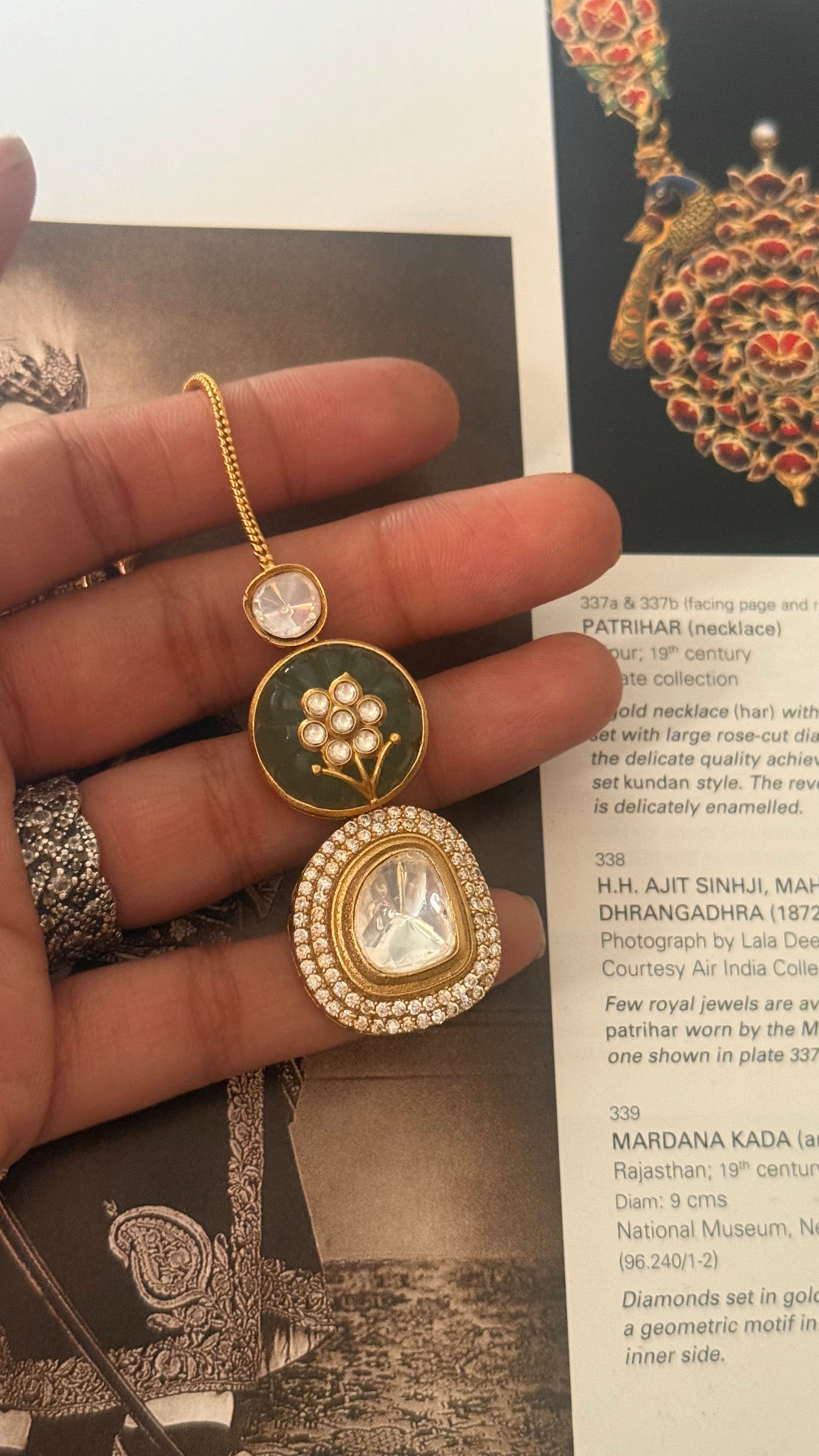 MInt inlay uncut polki maangtika