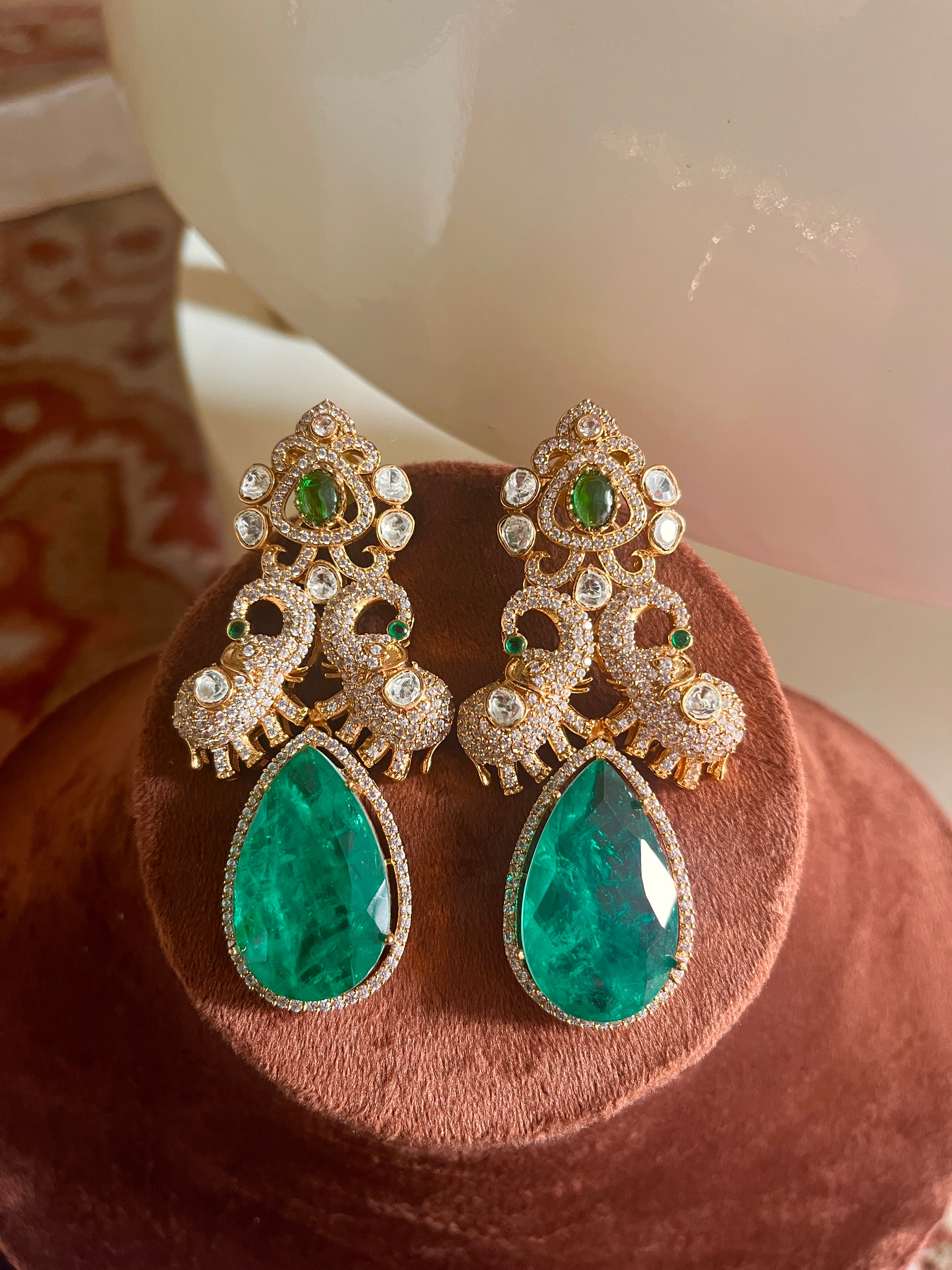 Three layered emerald Doublet rani haar