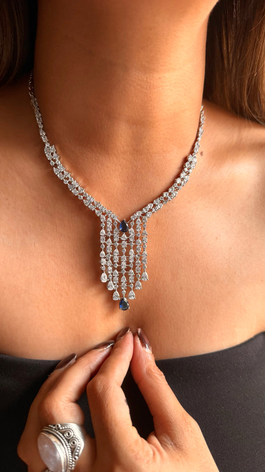 Sapphire cz diamond necklace