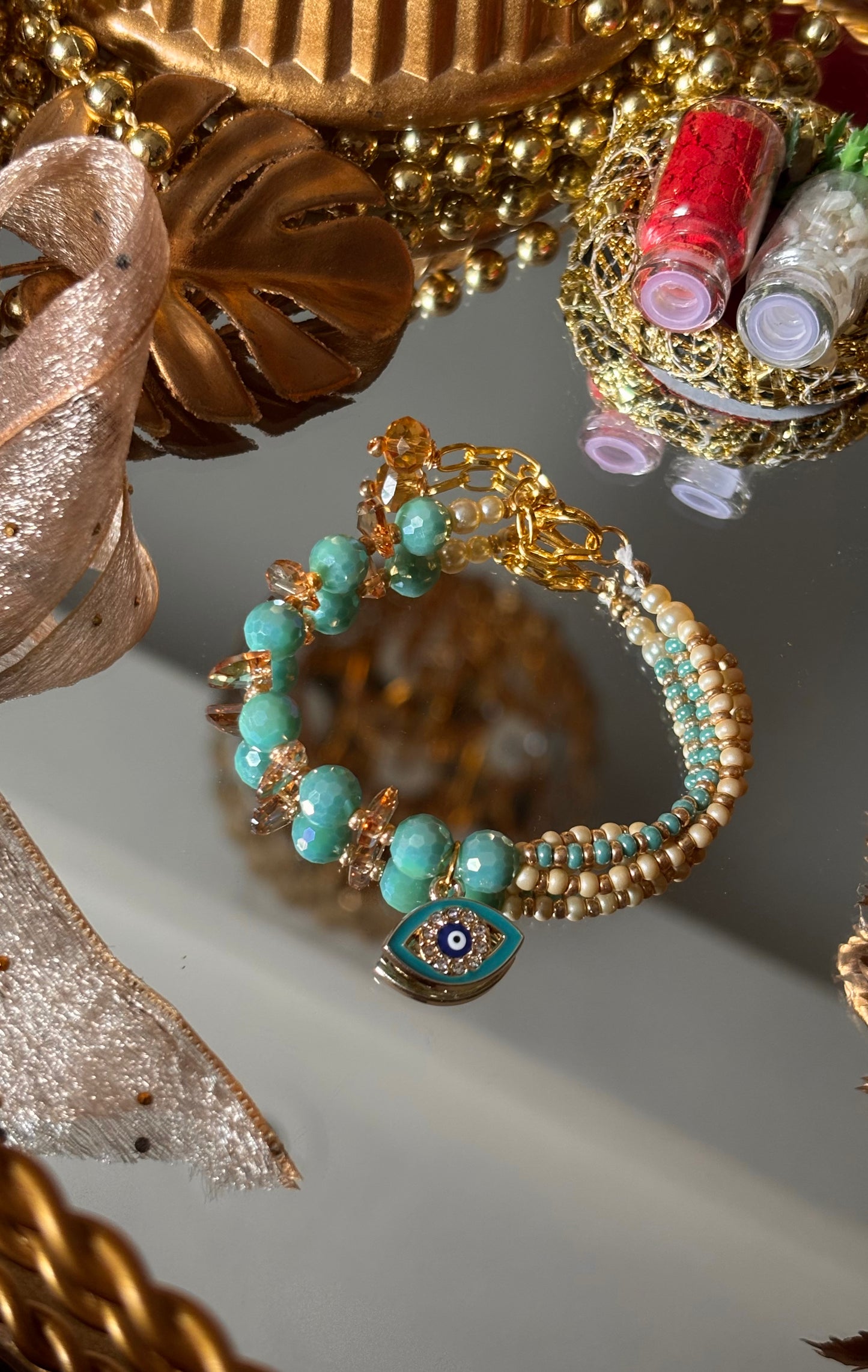 Evil eye firoza designer Rakhi bracelet ( shipping will be extra )