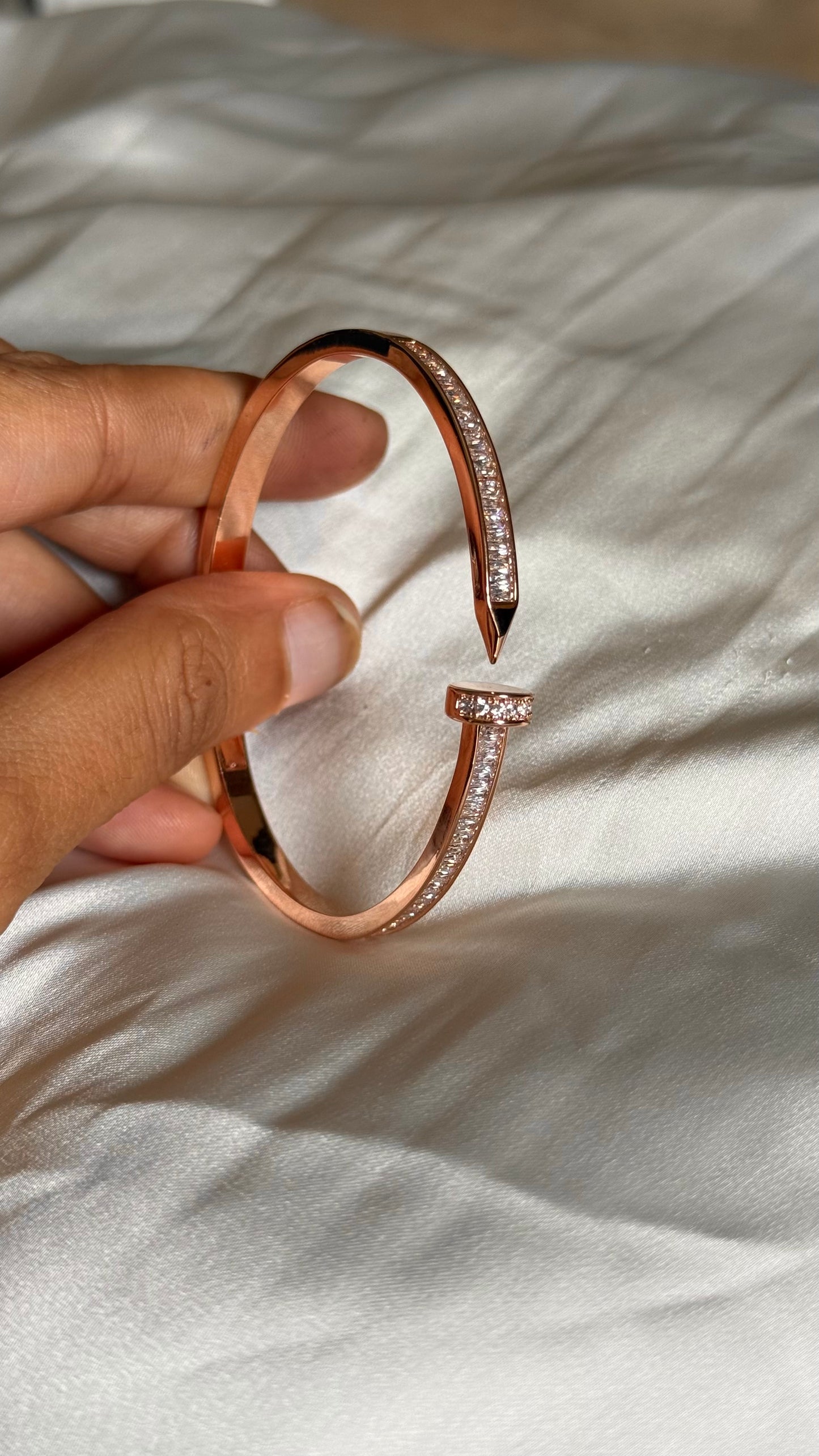 Rose Gold Tone Open Nail Bracelet