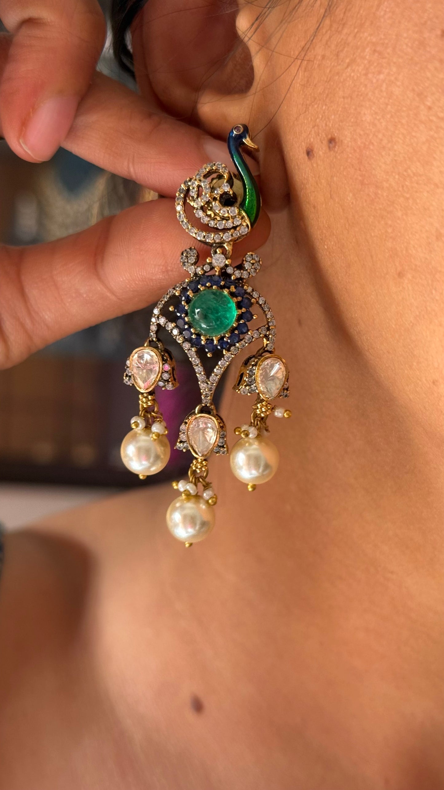 Amrapali inspired peacock heritage necklace