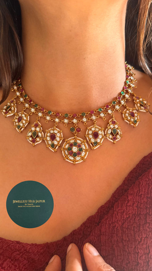 emerald & ruby sabyasachi inspired necklace