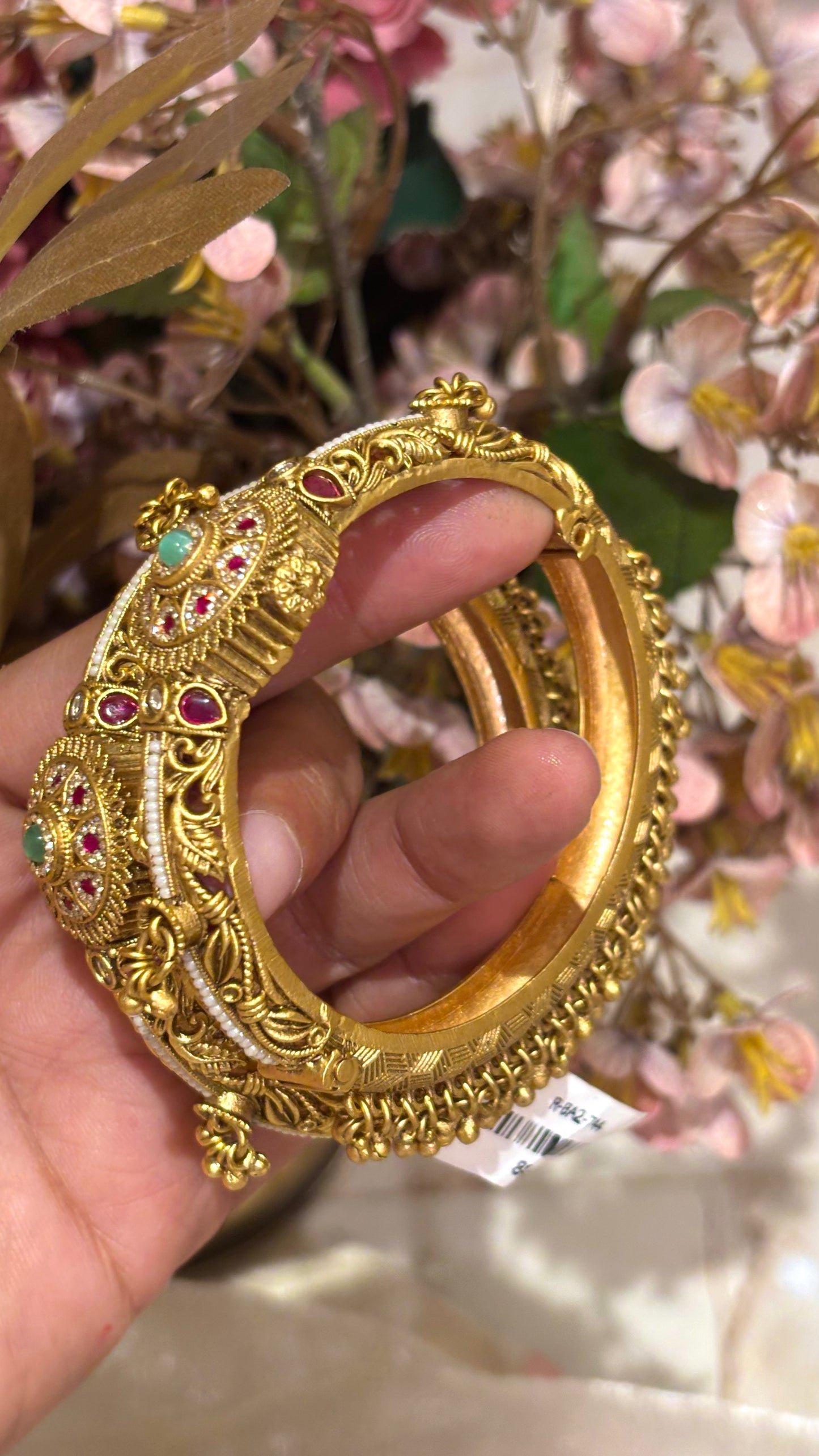 Swarovski mint & rani pink bangles with hangings