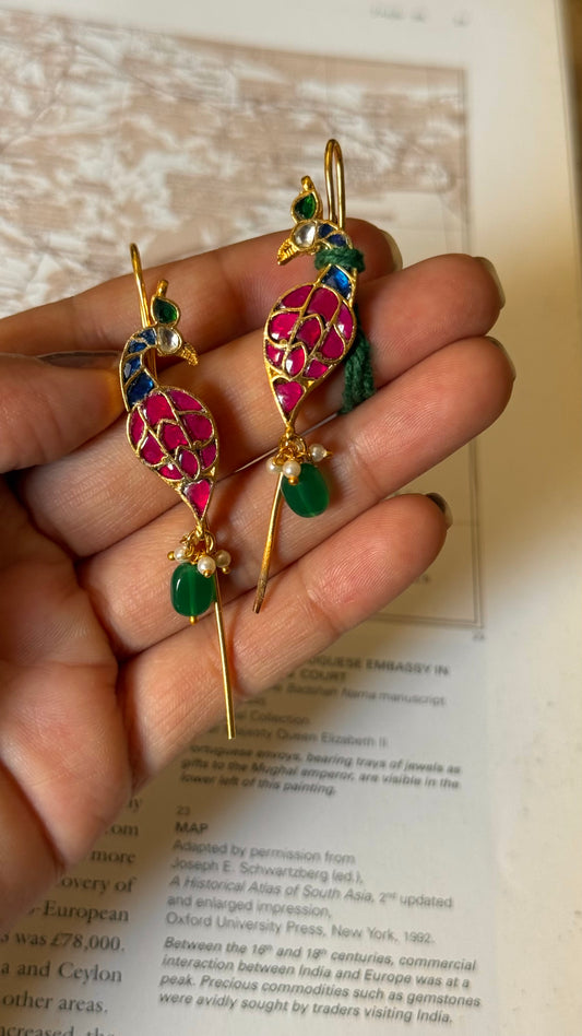 Sui dhaga inspired peacock designer earrings