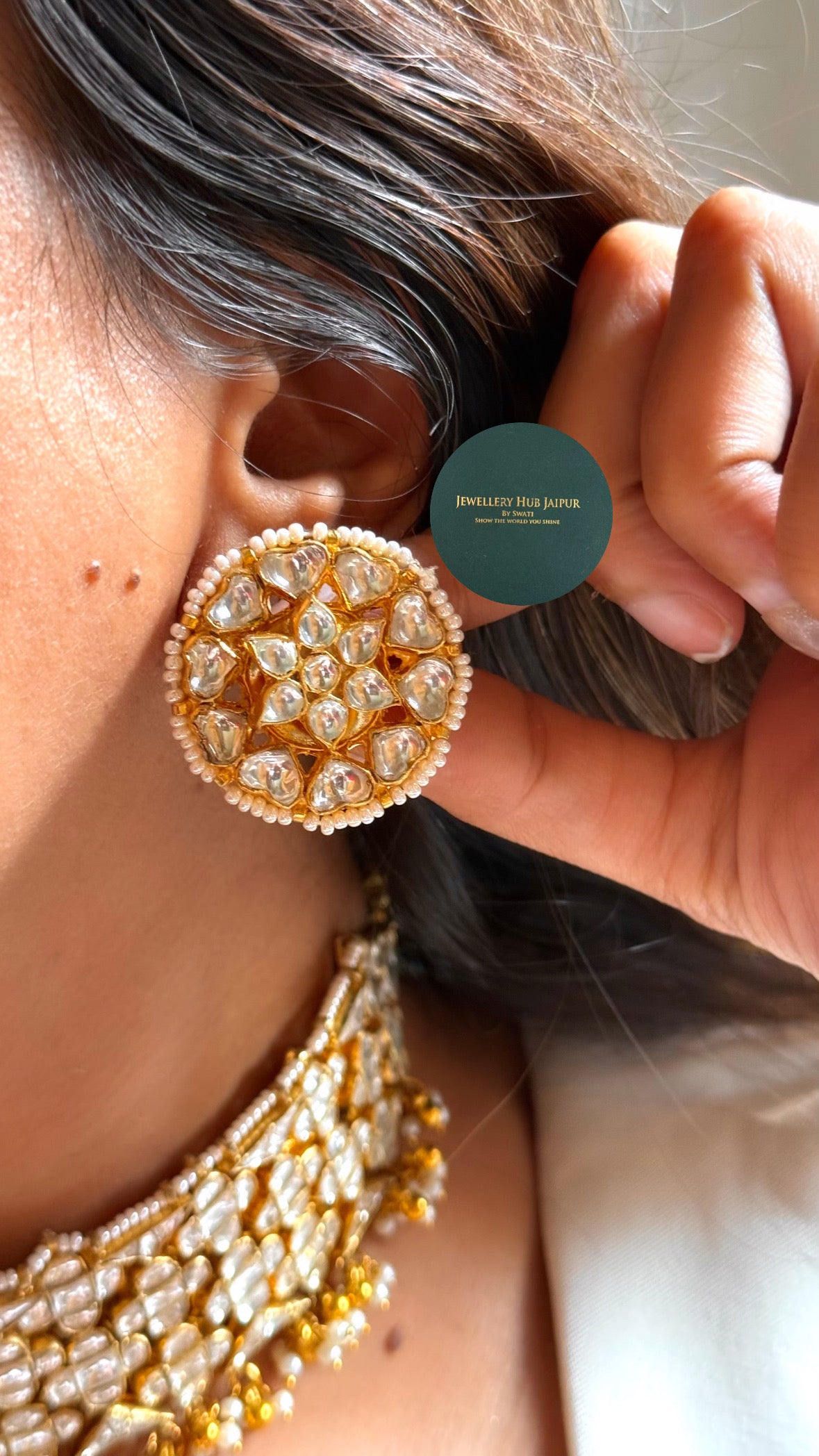 Heritage paachi kundan with pearls choker set