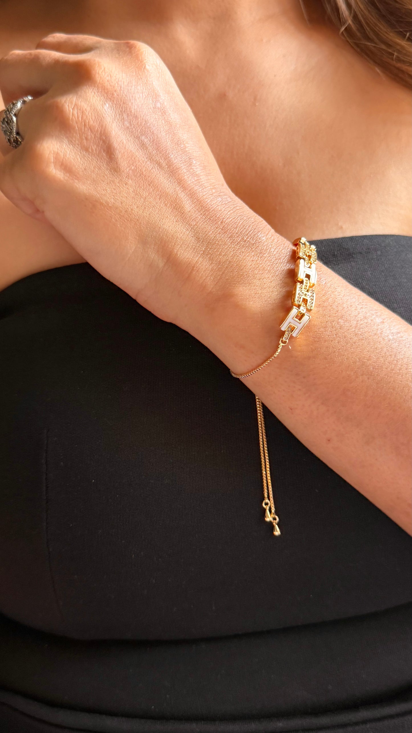 Hermes inspired Interlocking H-Link Slider Bracelet