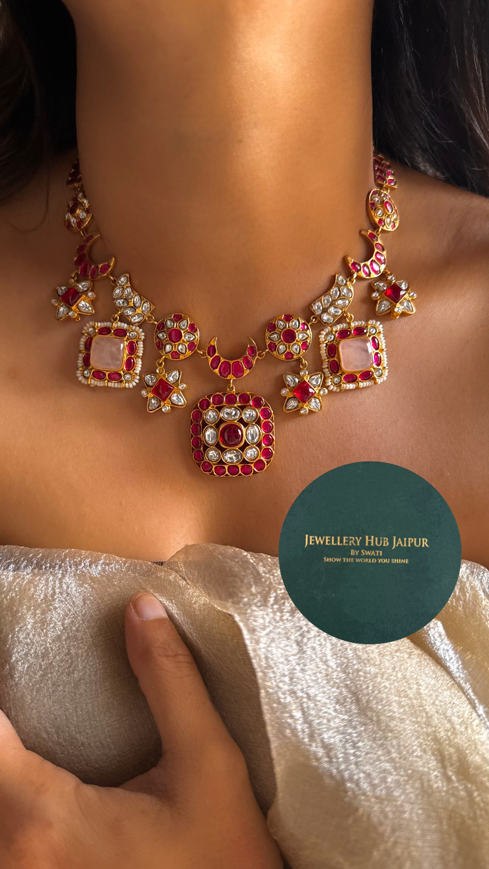 Amrapali ruby chandbali necklace