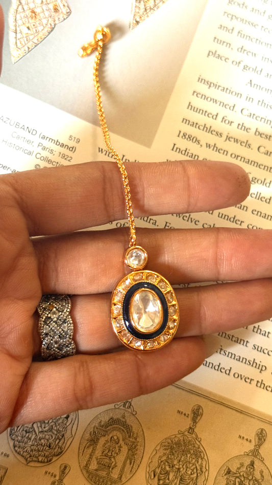 Sapphire meenakari polki maangtika
