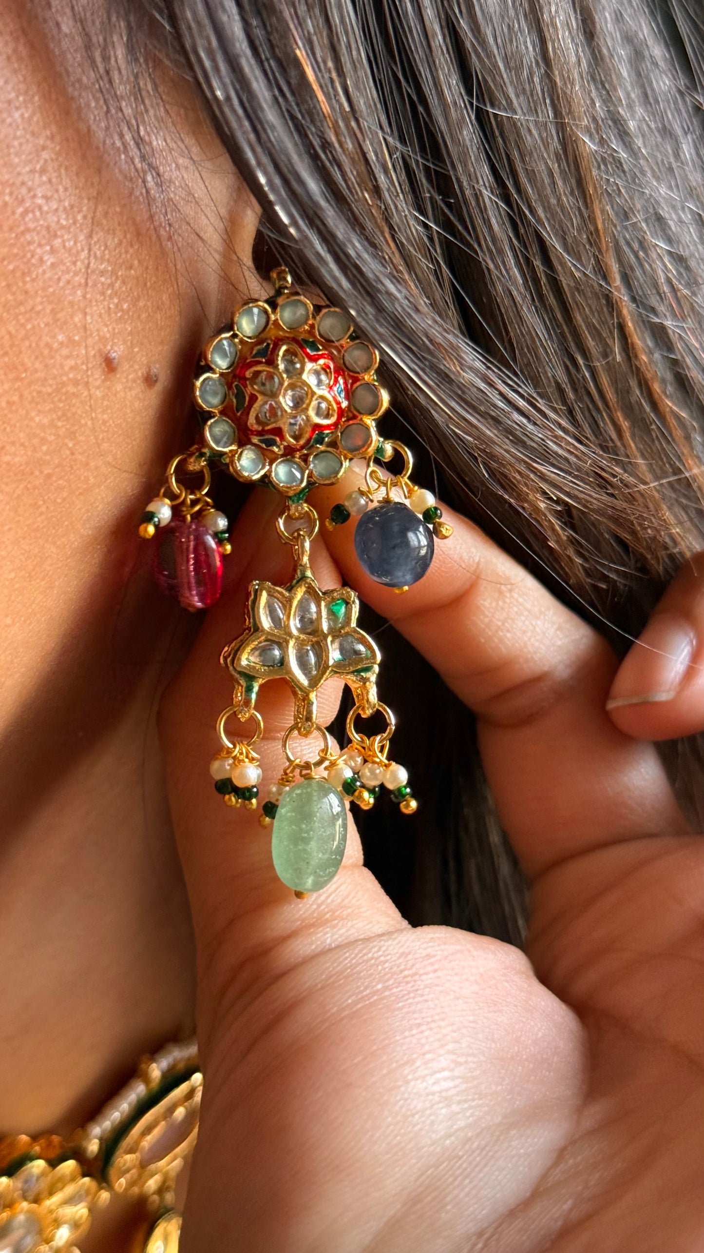 Multi coloured meenakari kundan Necklace