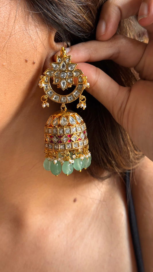 Paachi polki heritage jhumka