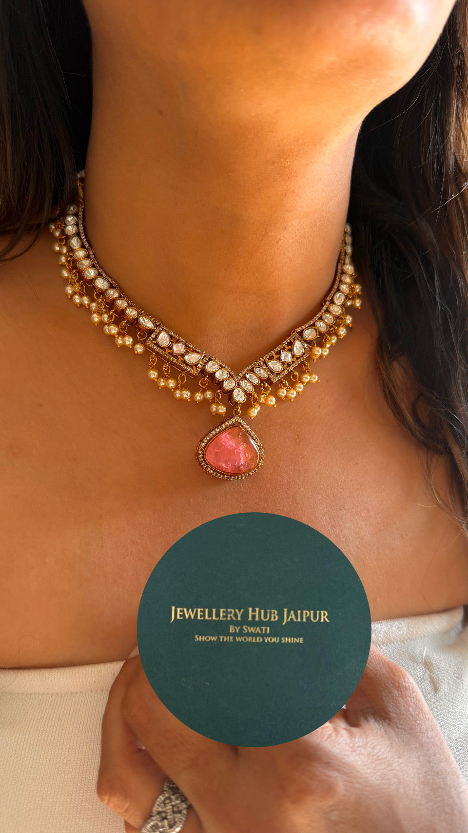 Rose quartz pearl doublet necklace