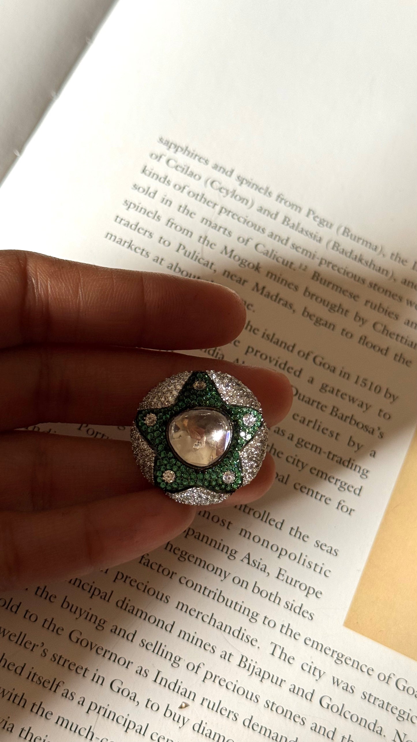 Emerald star designed cocktail adjustable Ring