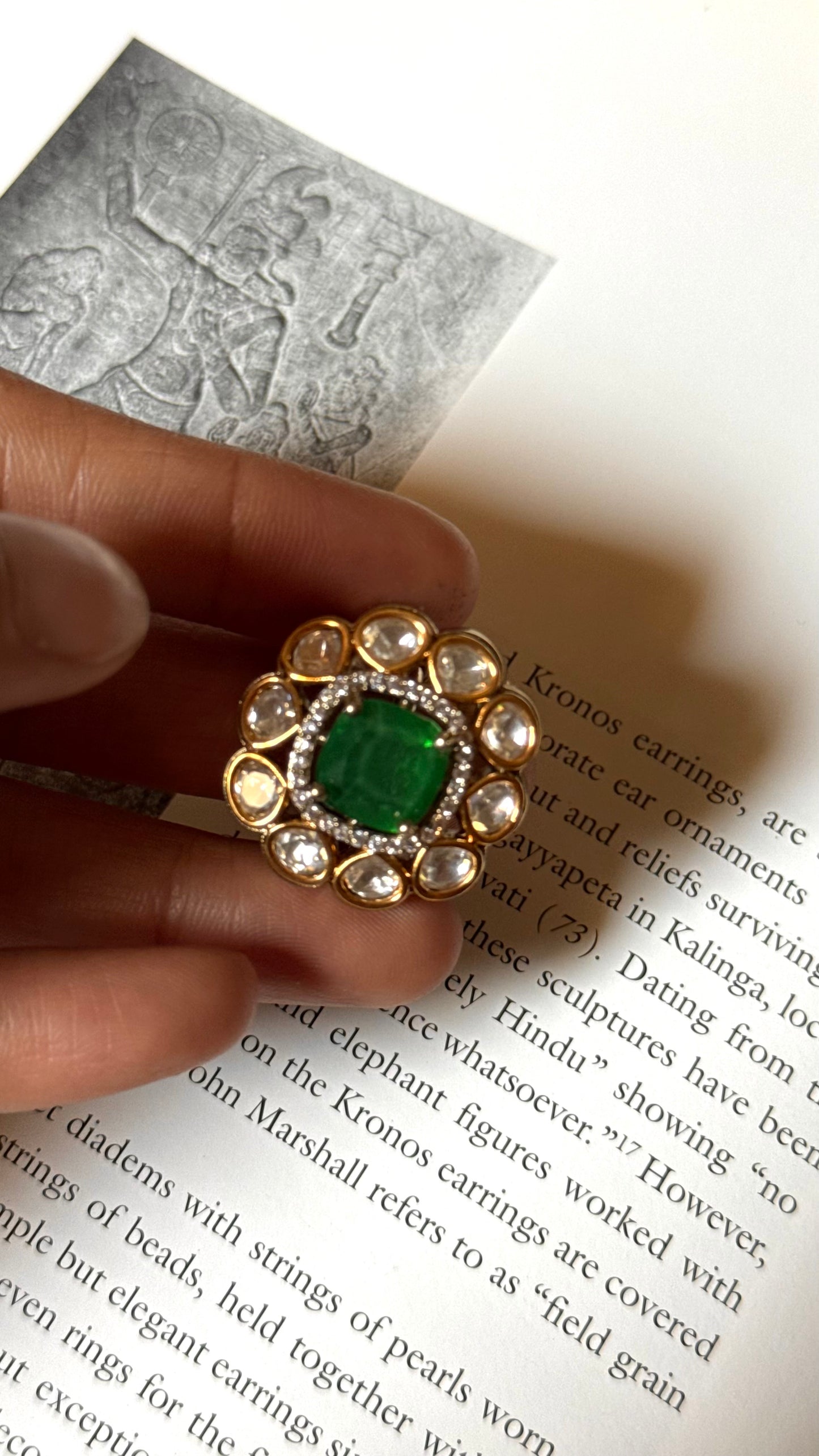 Emerald doublet real moissanite Ring
