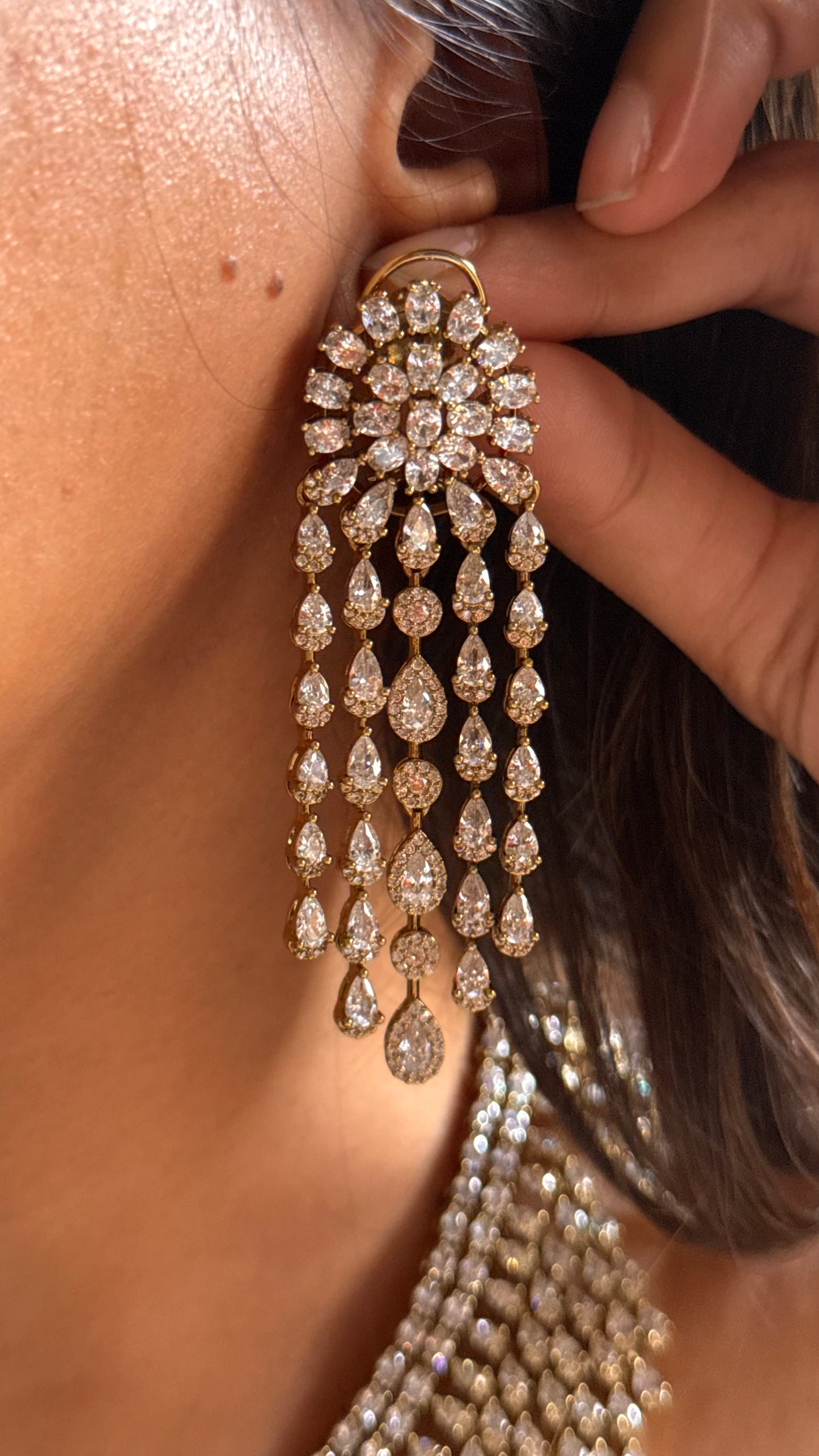 Cz diamond doublets Victorian designer collar necklace