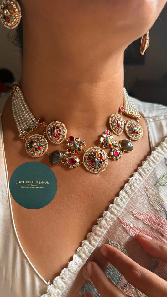 Granite Amrapali Navratna pearl set