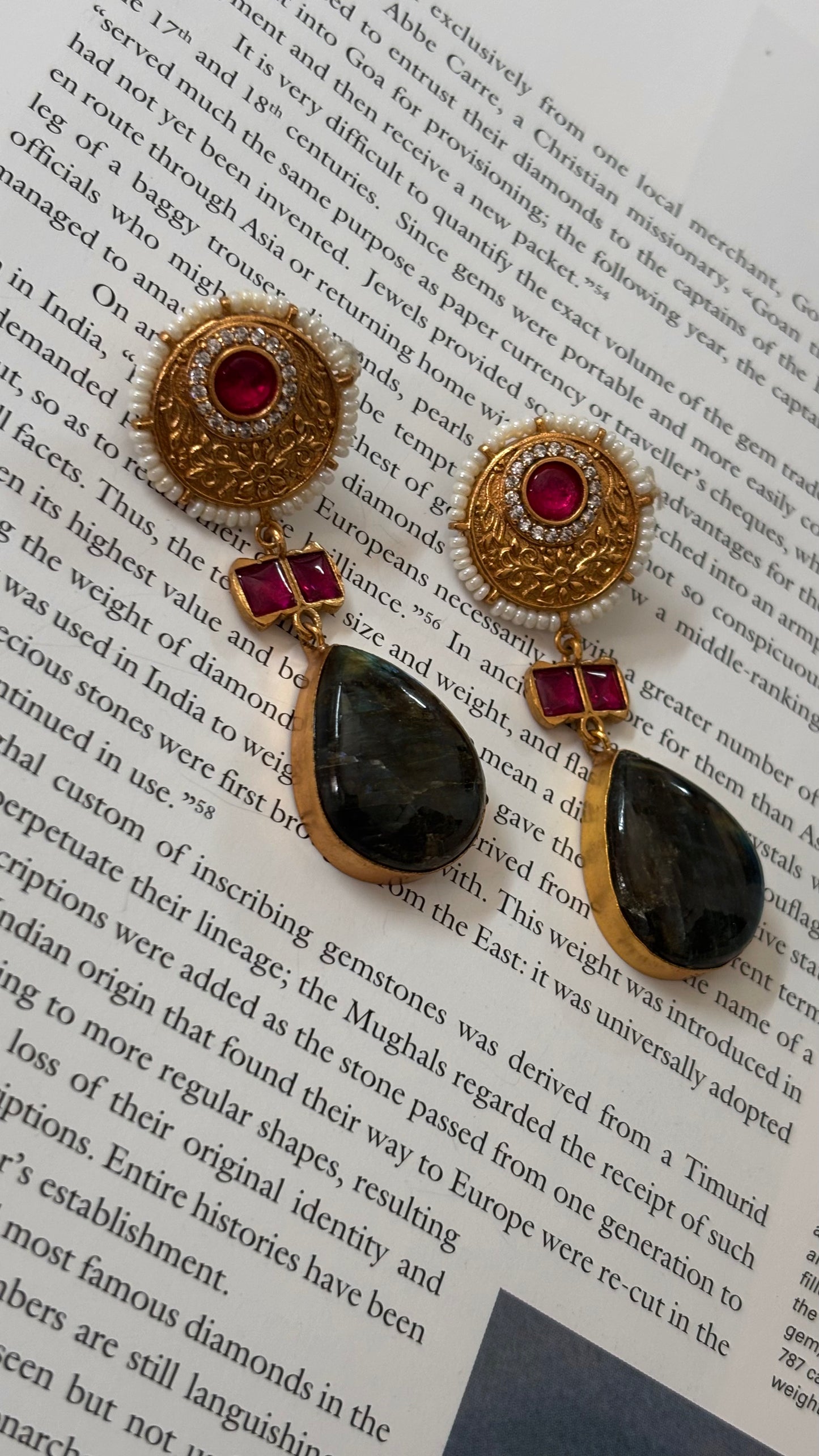 granite and ruby Amrapali inspired danglers