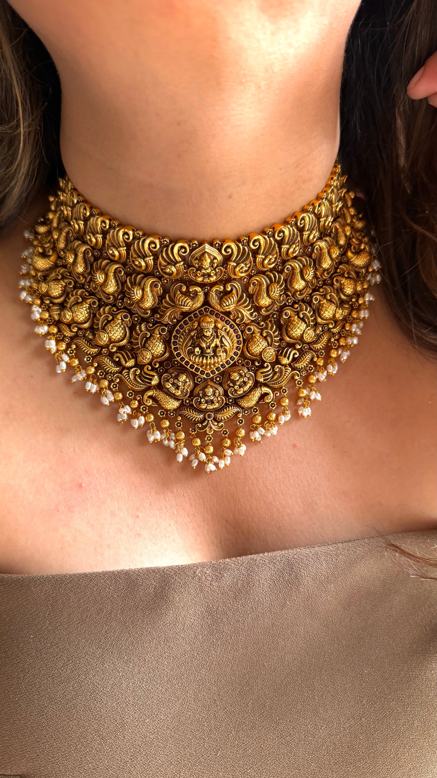 Goddess Laxmi Ruby Nakashee temple necklace