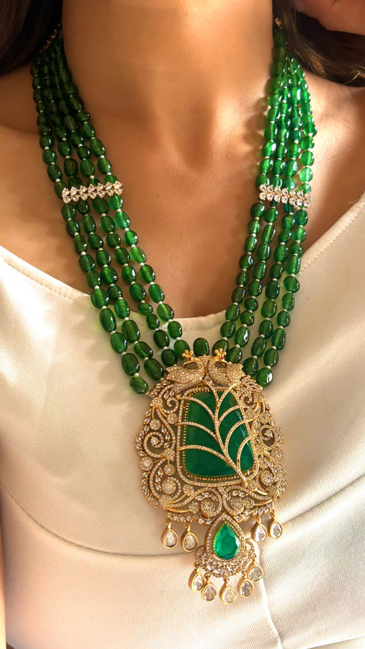 Emerald leaf designer rani haar set