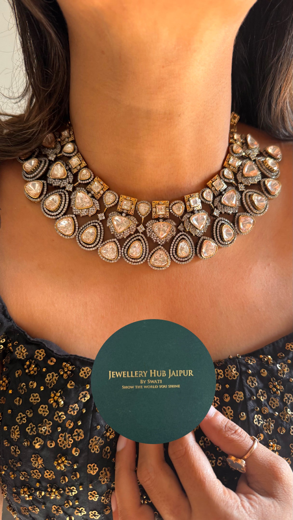 peeli polki moisssanite statement necklace