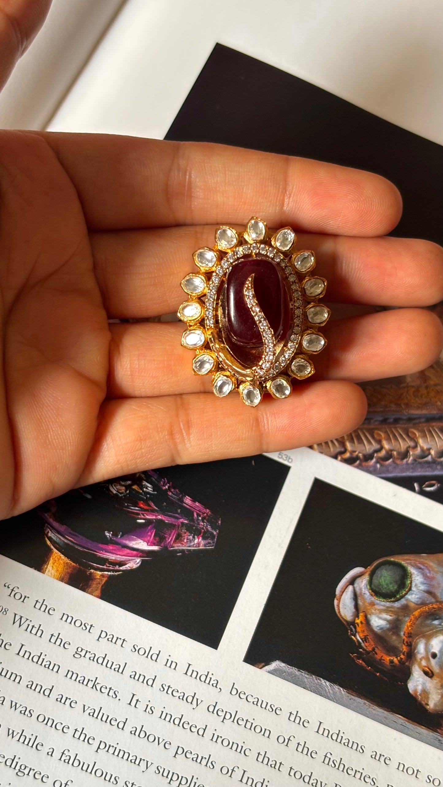 Ruby doublet cz carving ring
