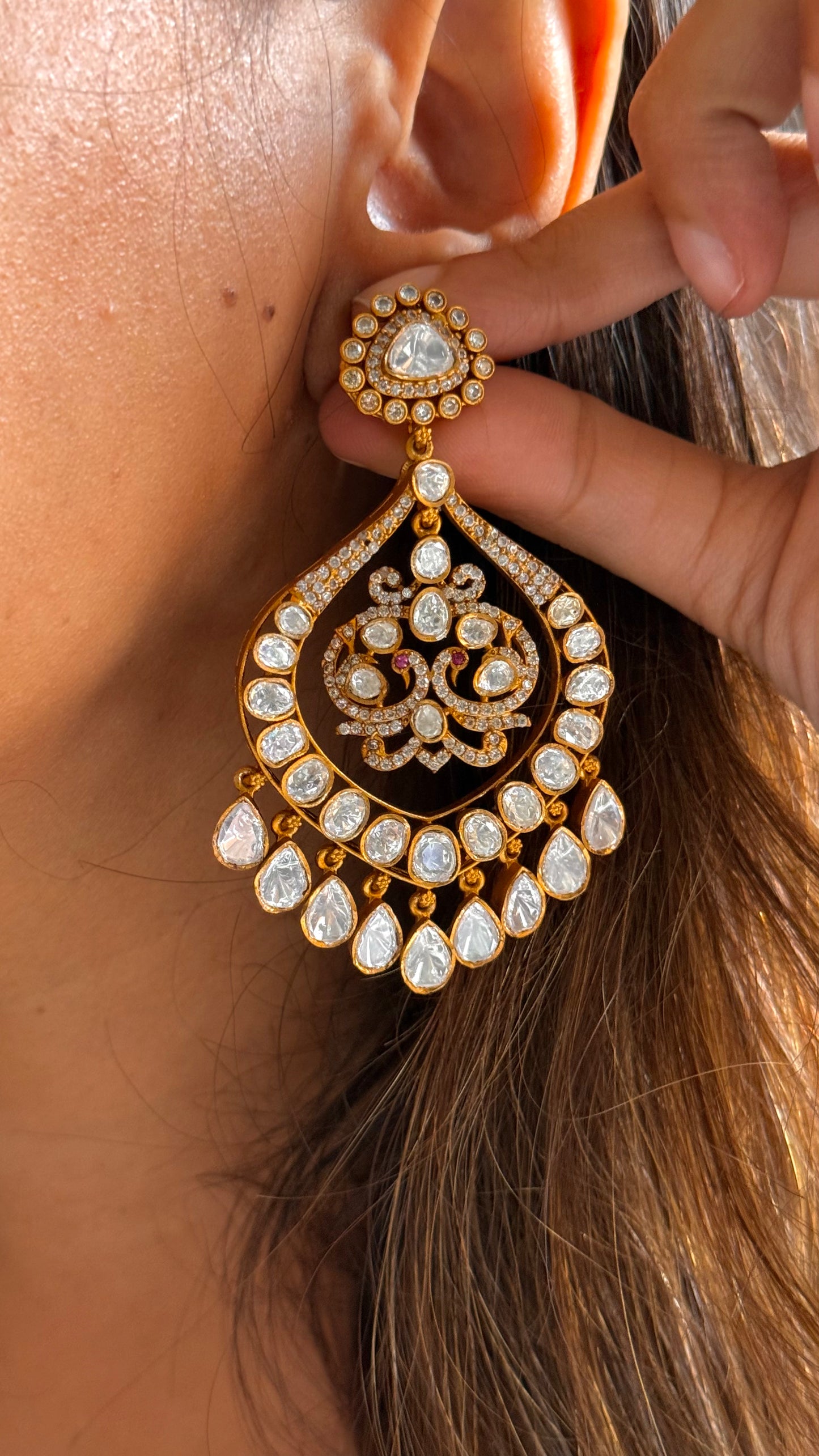 Real moissanite cocktail danglers