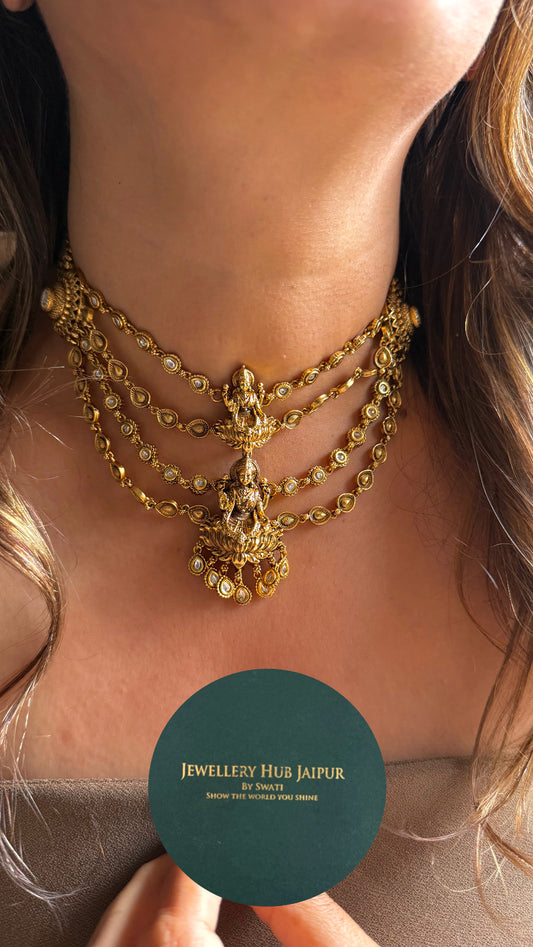 Goddess Laxmi inspired layered choker necklace