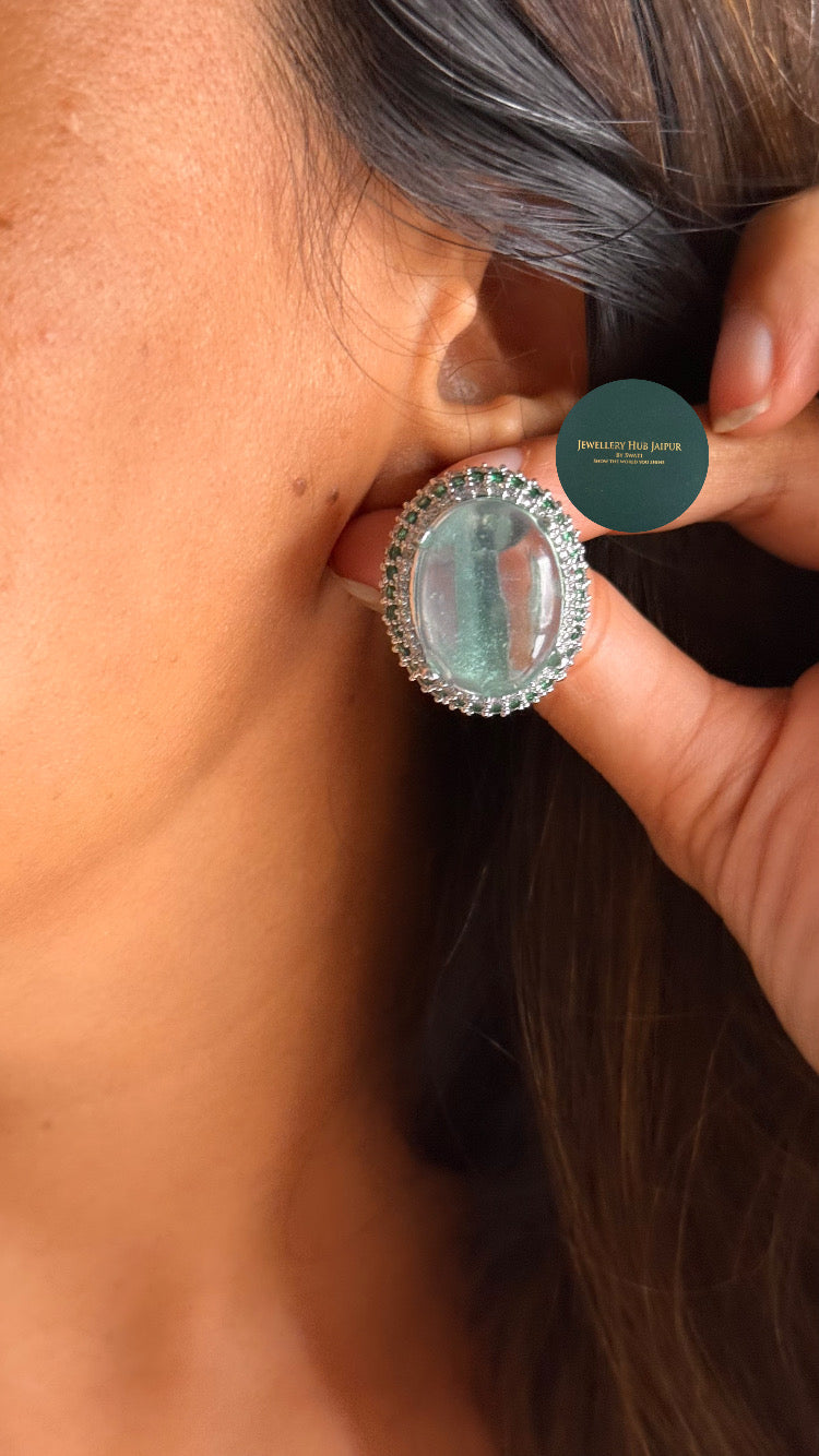Aqua blue doublet with emerald studs
