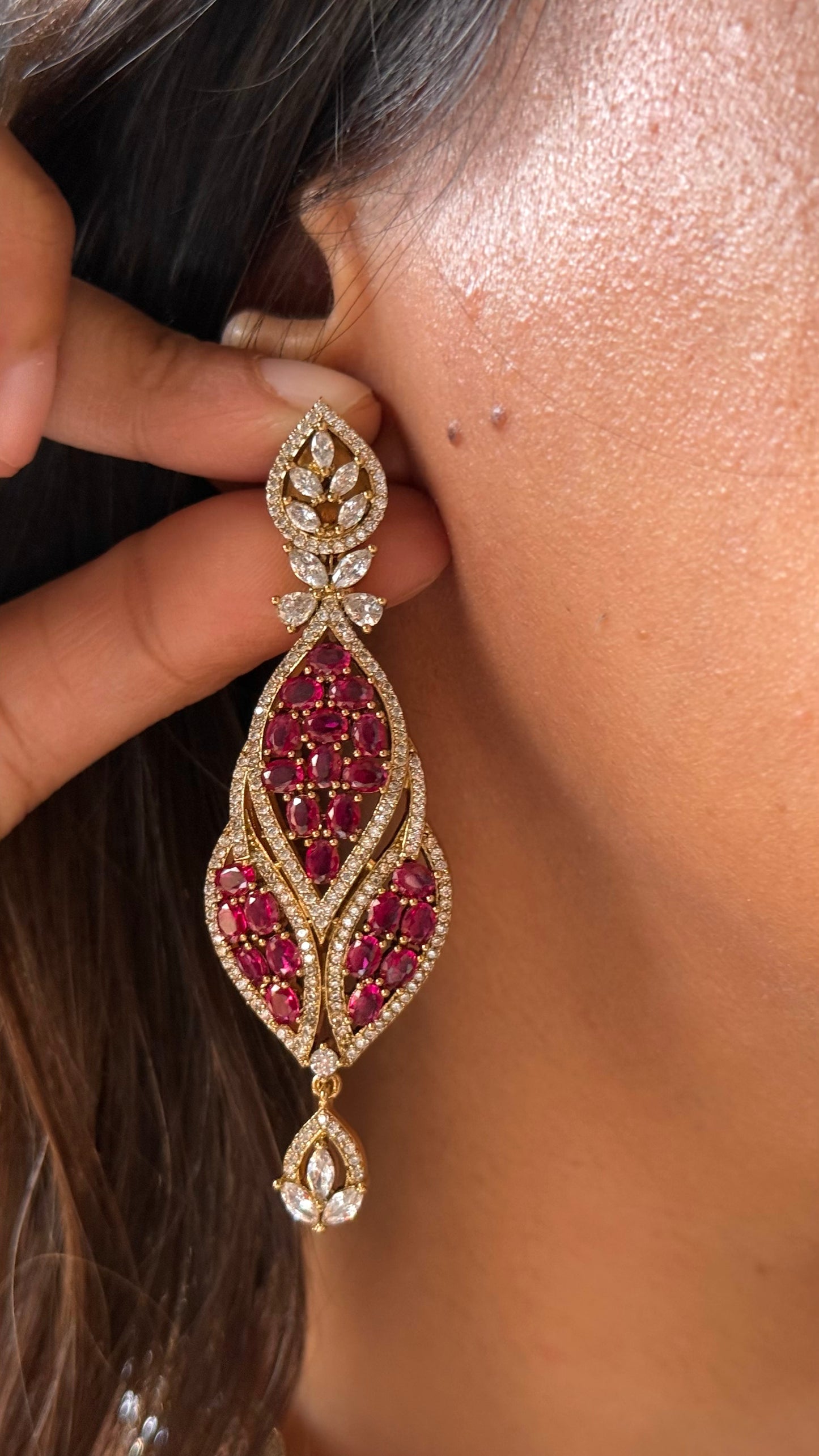 Rani pink with cz diamond collar Necklace