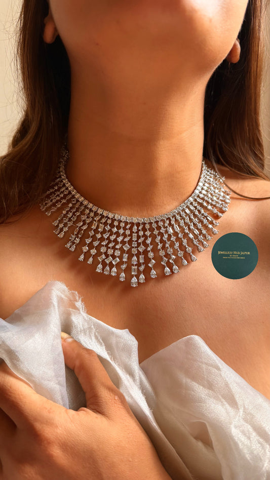 Cz diamond cocktail collar set