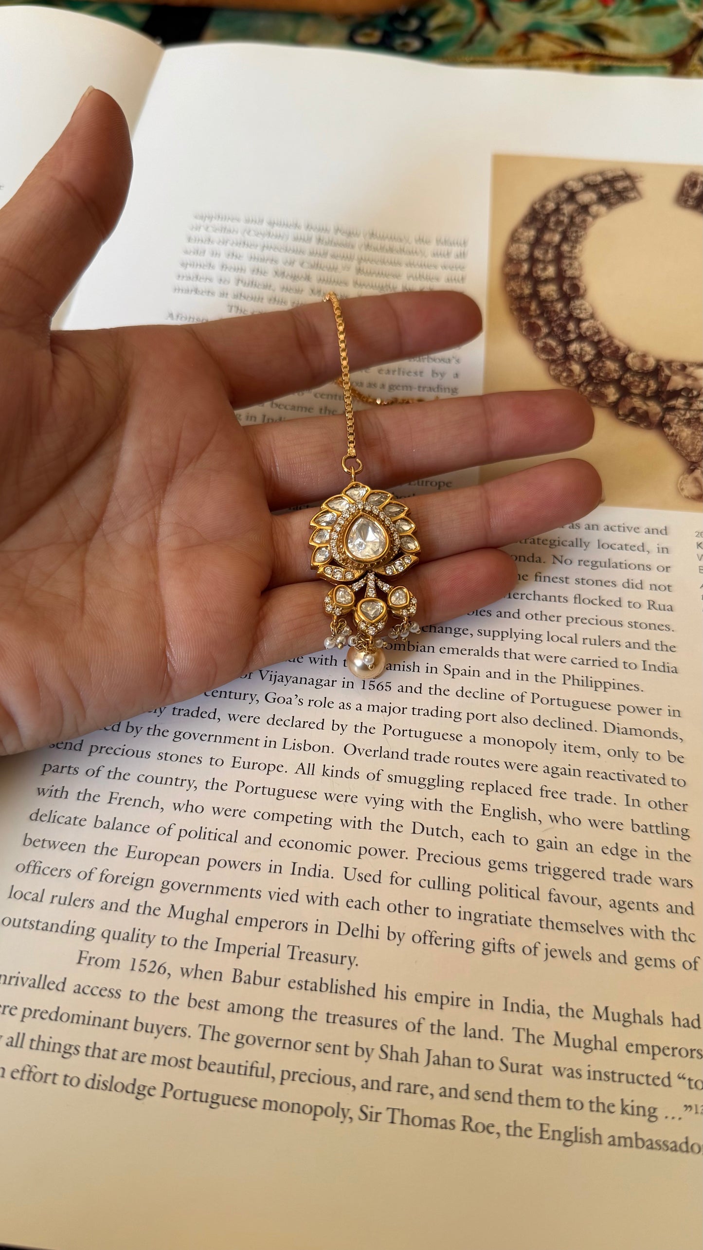 Real moissanite pearl detailing mangtika