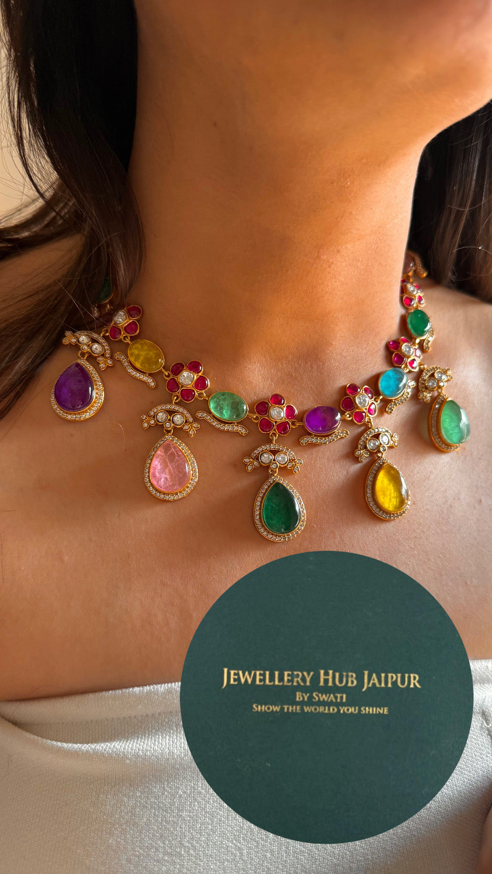 Amrapali inspired mixed stone collar necklace