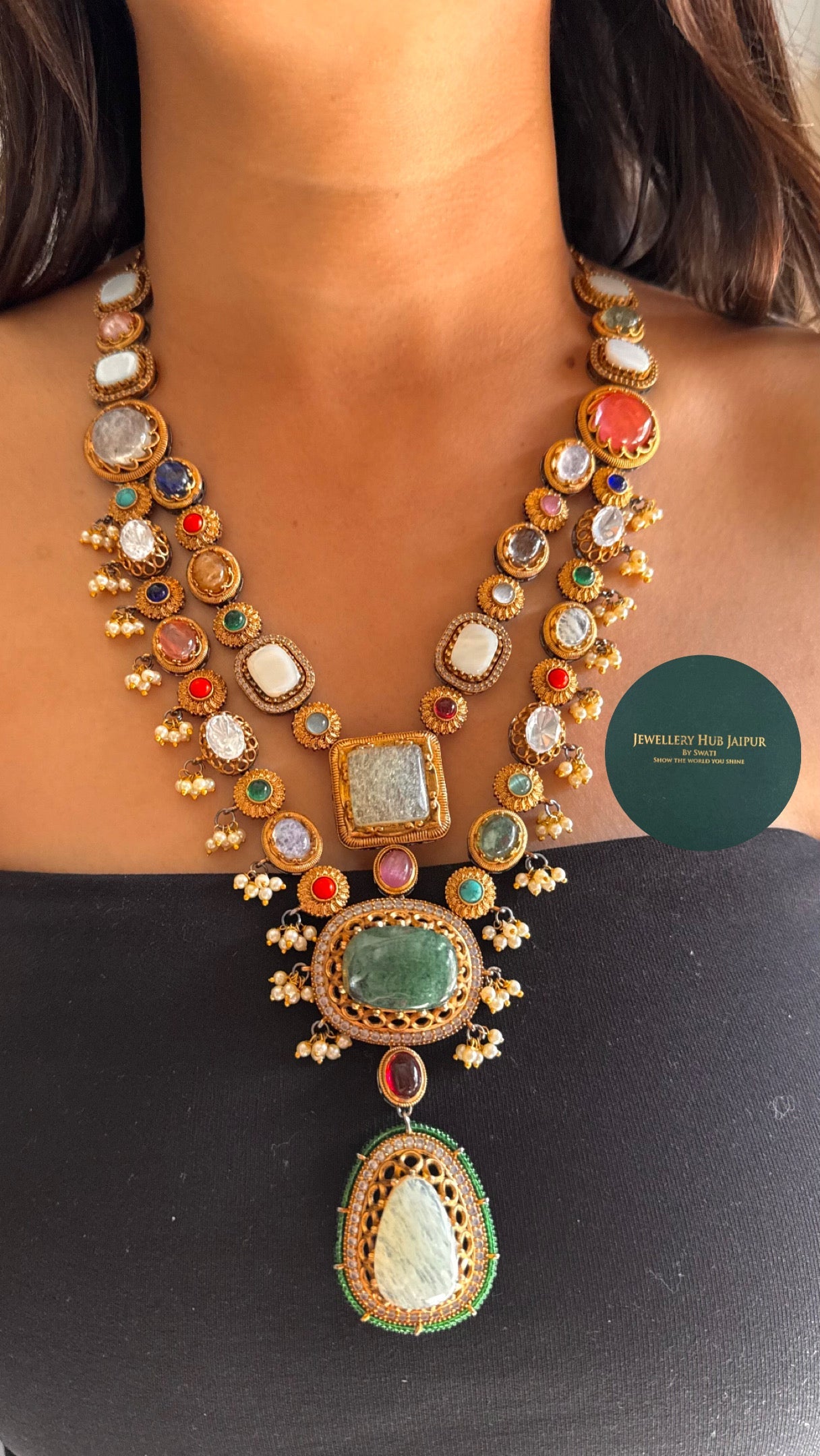 Sabhyasachi inspired with natural stone combo Necklace